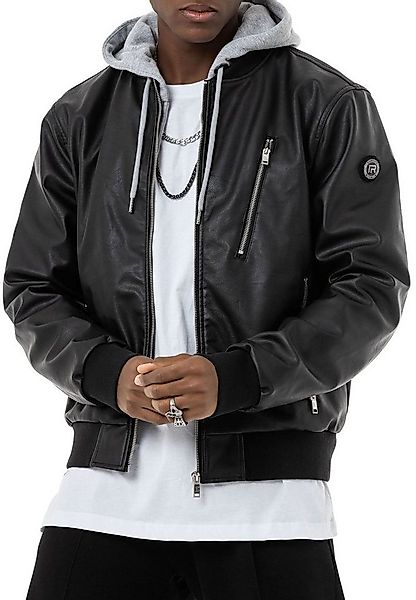 RedBridge Lederimitatjacke Bomberjacke mit abnehmbarer Kapuze günstig online kaufen