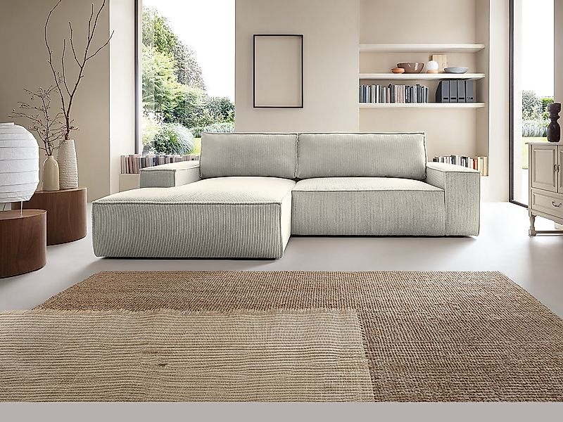 Ecksofa mit Schlaffunktion - Ecke Links - Cord - Beige - AMELIA günstig online kaufen