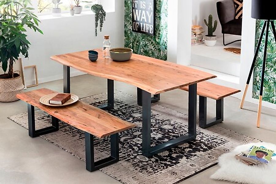 SIT Essgruppe Set, 1 Tisch und 2 Bänke, 3 Stk. tlg. Mit natürlicher Baumkan günstig online kaufen