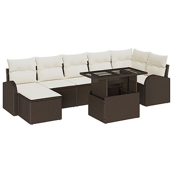 vidaXL Loungesofa 8-tlg. Garten-Sofagarnitur mit Kissen Braun Poly Rattan, günstig online kaufen