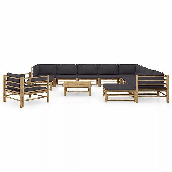 vidaXL 12-tlg Garten-Lounge-Set mit Dunkelgrauen Kissen Bambus Modell 1 günstig online kaufen