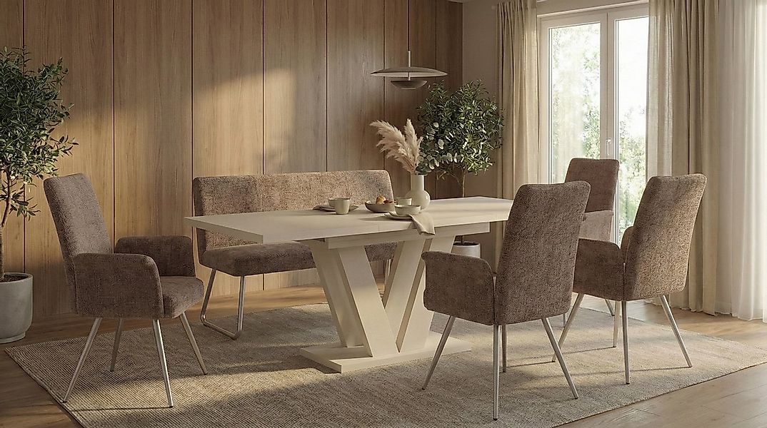 Endo-Moebel Essgruppe Essgruppe Set best. aus 1x Bank 4x Stühle und Esstisc günstig online kaufen