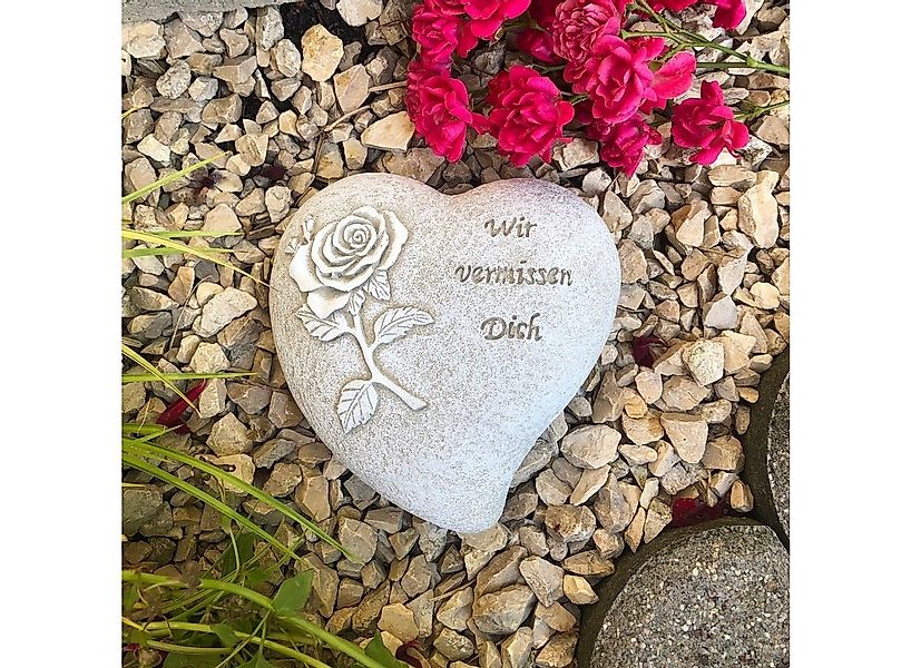 Radami Gartenfigur Grabherz Gedenkstein - Wir vermissen Dich - Grabschmuck günstig online kaufen