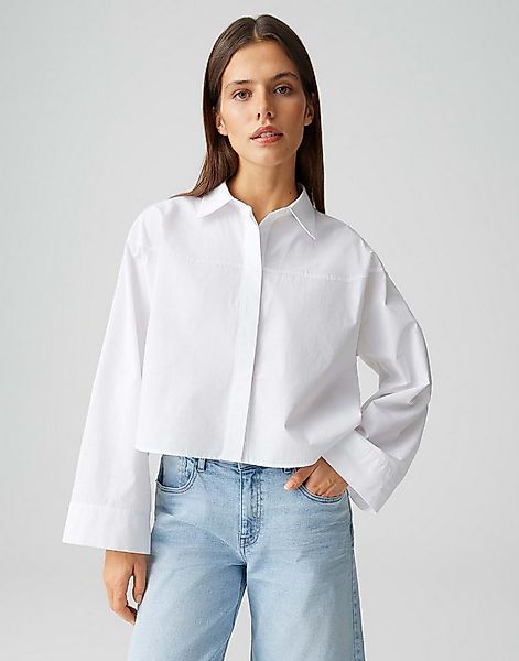 OPUS Hemdbluse Boxy Hemdbluse aus Baumwoll Popelin Weite Passform, verkürzt günstig online kaufen