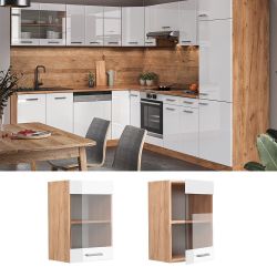 Vicco Glashängeschrank R-Line, Weiß Hochglanz/Goldkraft Eiche, günstig online kaufen
