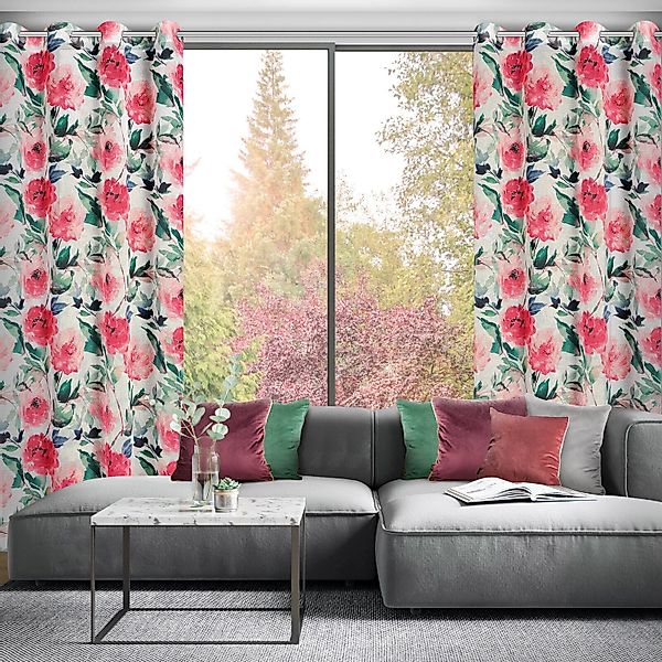 Eurofirany Gardine Landhaus Gardinen mit Blumenmuster günstig online kaufen
