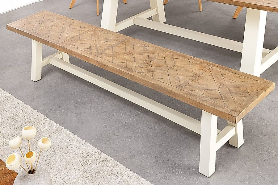 riess-ambiente Sitzbank HAMPTONS 200cm hellbraun / creme - Pinienholz, Bohl günstig online kaufen