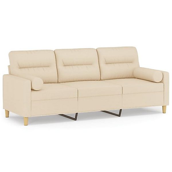 vidaXL Sofa, 3-Sitzer-Sofa mit Zierkissen Creme 180 cm Stoff günstig online kaufen