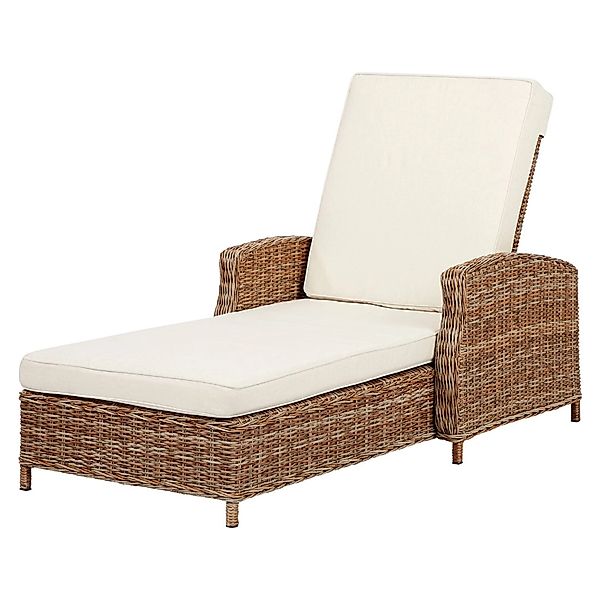 ebuy24 Gotland Sonnenliege Polyrattan mit Kissen Natur Offwhite günstig online kaufen