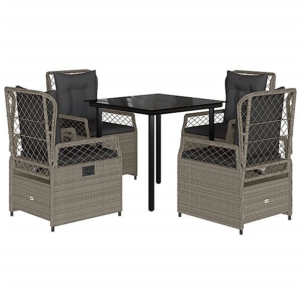 vidaXL 5-Tlg Garten-Essgruppe mit Kissen Hellgrau Poly Rattan 3263035 günstig online kaufen