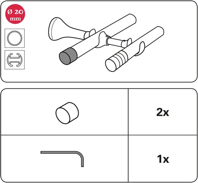 GARDINIA Gardinenstangen-Endstück "Endkappe" Serie Einzelprogramm Chicago Ø günstig online kaufen