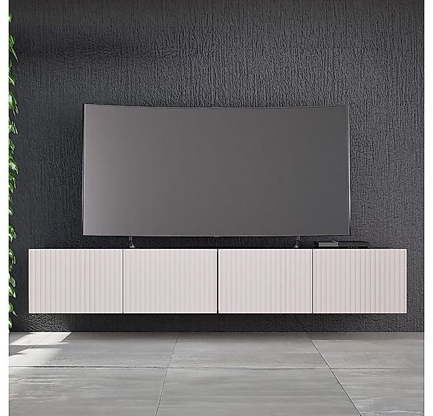 Lomadox Lowboard KEMPTEN-132, in kaschmir, 4-türig, Breite 200 cm, Rillenfr günstig online kaufen