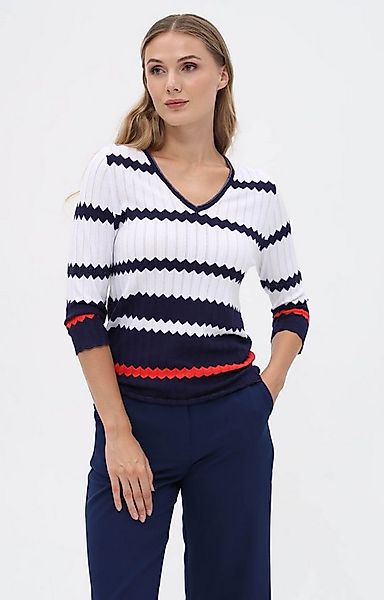 Passioni Strickpullover mit Zick-Zack-Streifen-Design günstig online kaufen