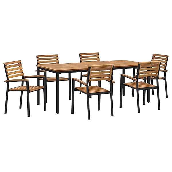 vidaXL 7-Teiliges Garten-Esstisch-Set aus Massivem Akazienholz und Metall 3 günstig online kaufen