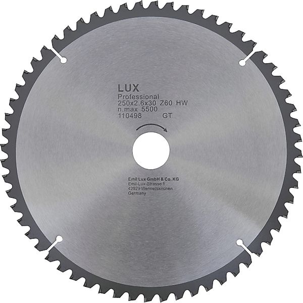 LUX-TOOLS HM-Kappsägeblatt 250 mm x 30 mm 60 Zähne günstig online kaufen