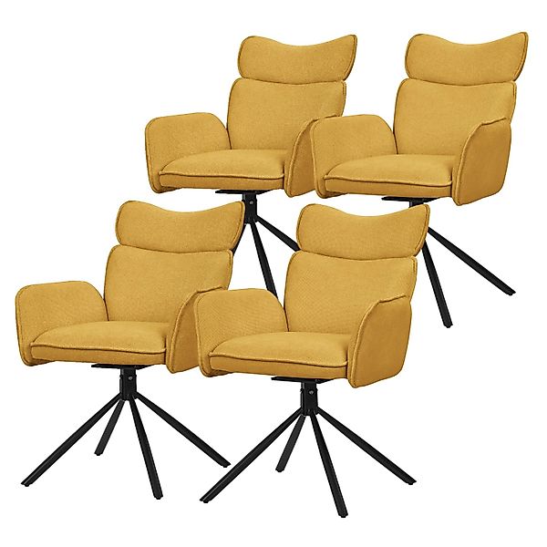 ML-Design Esszimmerstühle Drehbar 4Er Set Senf mit Stoffbezug günstig online kaufen