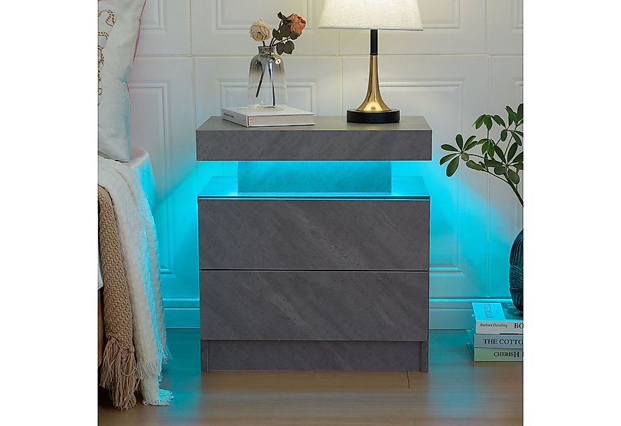BlingBin Nachttisch LED Nachtschrank Nachtkommode mit 2 Schubladen, Einstel günstig online kaufen