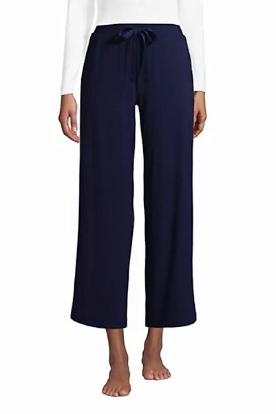 Weite Jersey Pyjama-Hose in 7/8-Länge, Damen, Größe: S Normal, Blau, by Lan günstig online kaufen