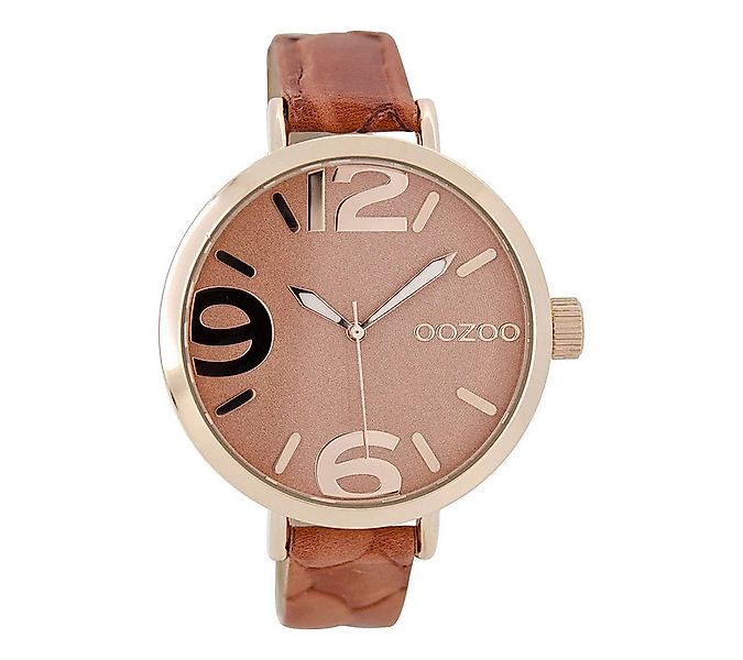 OOZOO Quarzuhr Damenuhr C7152 IP-Rose Lederband Rot 43 mm C7152 günstig online kaufen