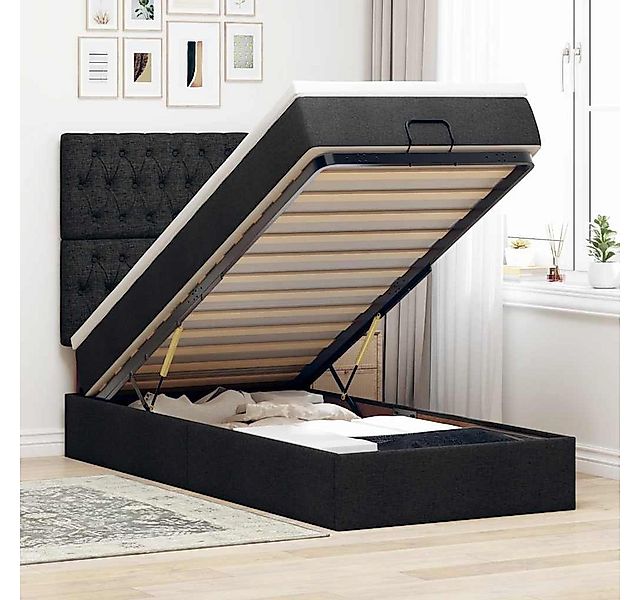 vidaXL Bett, Ottomane Bett mit Matratze & LEDs Schwarz 80x200 cm Stoff günstig online kaufen