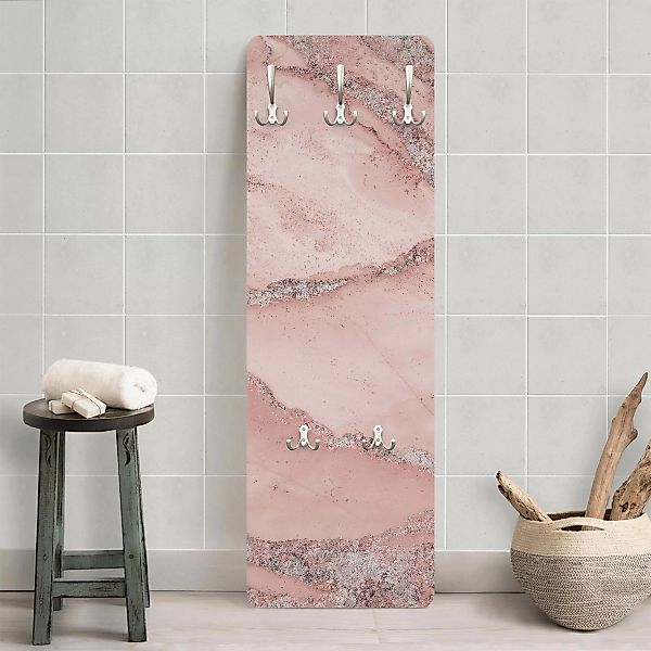 Wandgarderobe Holzpaneel Farbexperimente Marmor Rose und Glitzer günstig online kaufen
