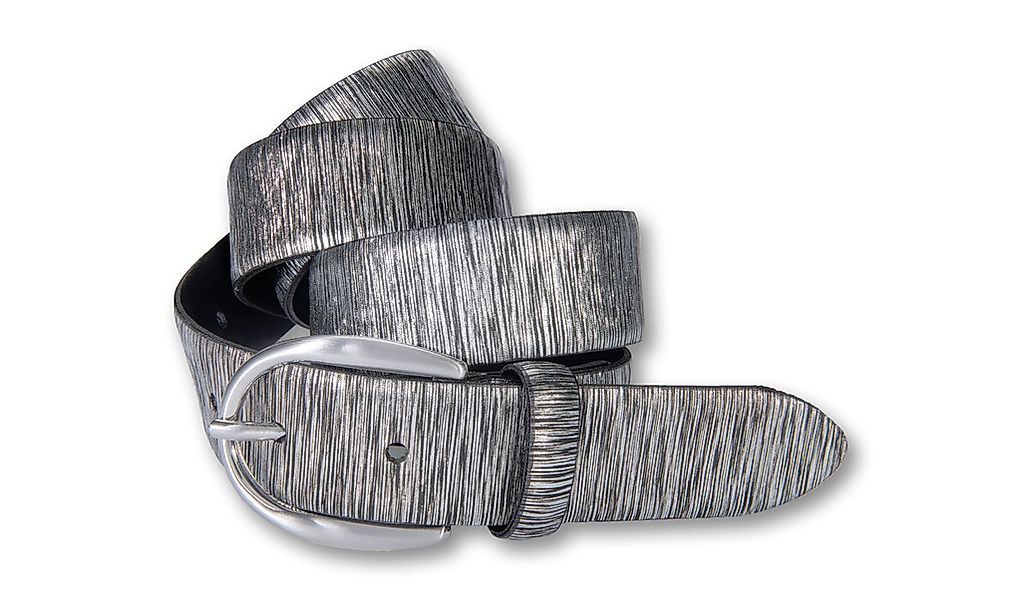 Silbergift Ledergürtel Mit Metallic-Effekt, Schließe silberfarben günstig online kaufen