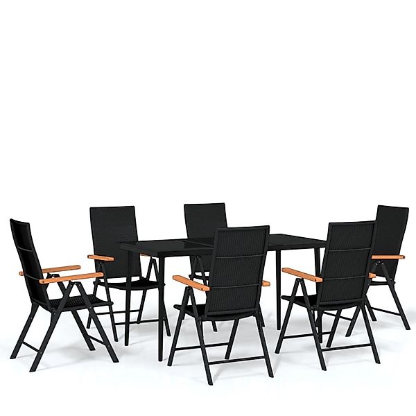 vidaXL 7-Tlg Garten-Essgruppe Schwarz 3099122 günstig online kaufen