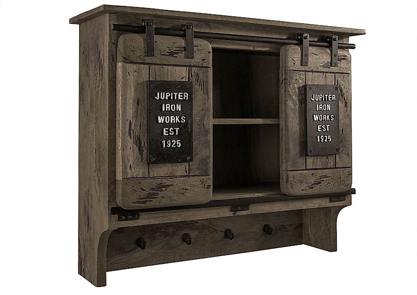 Massivmoebel24 Wandgarderobe (Wandgarderobe Mango 90x30x75 grau günstig online kaufen