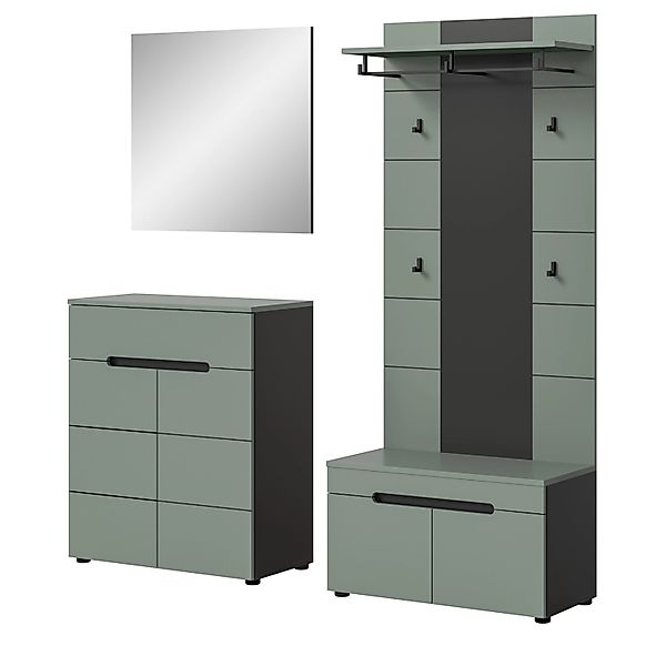 Inn.Furn Garderoben-Set 4-teilig in Salbei und Grau 175 cm Cooper günstig online kaufen