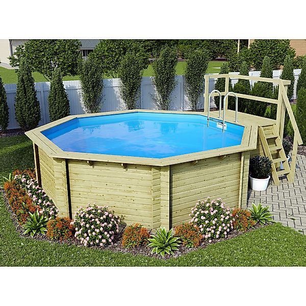 Karibu Achteckpool Massivholzpool kdi Schwimmbecken Gartenpool, günstig online kaufen