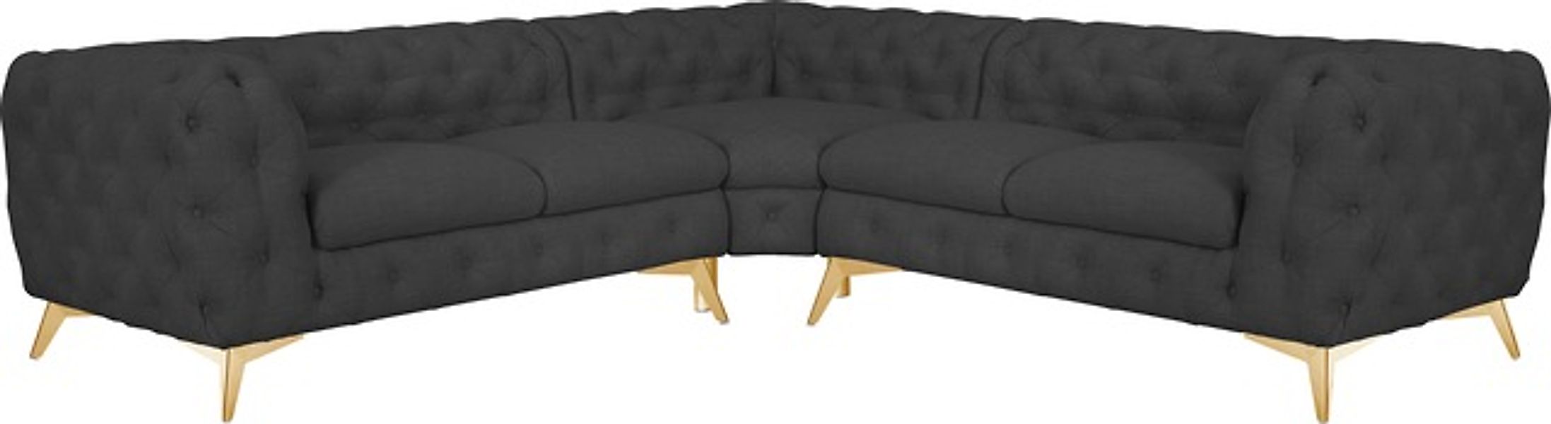 Leonique Chesterfield-Sofa »Ecksofa GLYNIS L-Form mit Wellenunterfederung, günstig online kaufen
