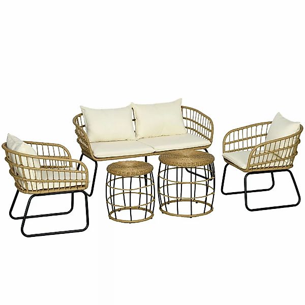Outsunny Sitzgruppe Rattan Gartenmöbel-Set mit 2 günstig online kaufen