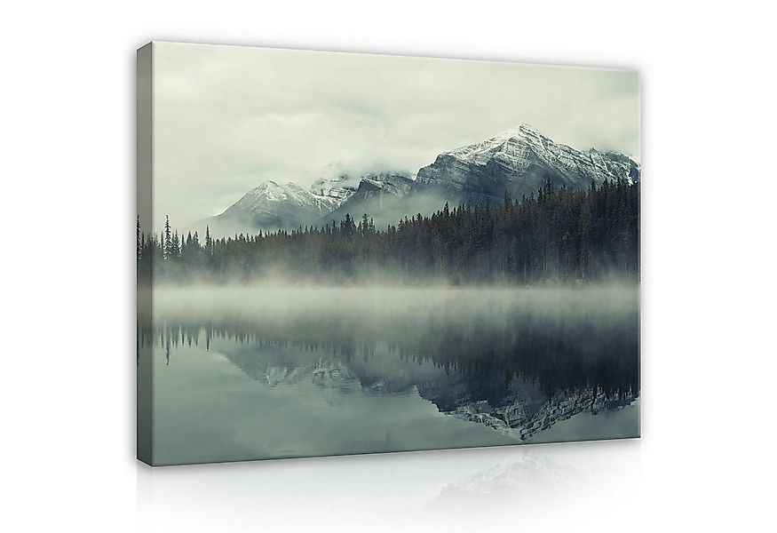 Wallarena Leinwandbild Wald Nebel Berge Natur Landschaft Wandbild Groß XXL günstig online kaufen