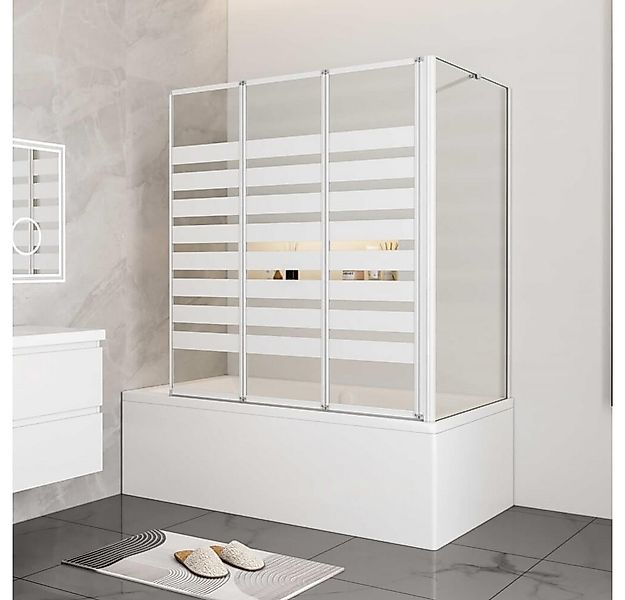 Duschparadies Badewannenfaltwand hellweiß Aufsatz Duschwand Badewanne Trenn günstig online kaufen