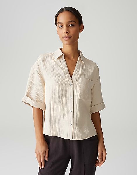 OPUS Kurzarmbluse FIORA Loose im Crinkle-Look günstig online kaufen