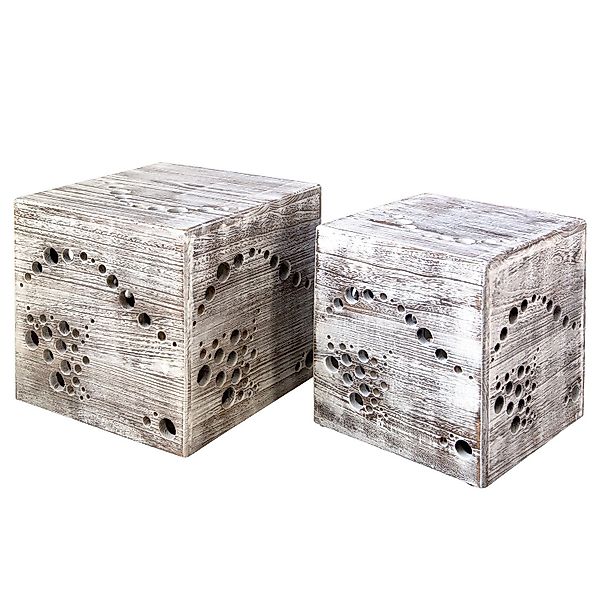 Homestyle4u Beistelltisch Hocker Beistelltisch Holz Würfel günstig online kaufen