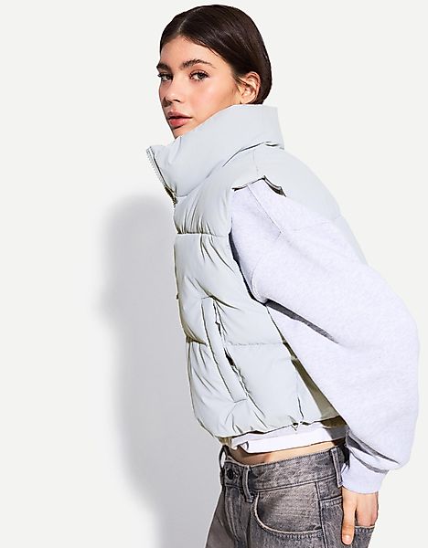 Bershka Gesteppte Cropped-Weste Damen S Hellblau günstig online kaufen