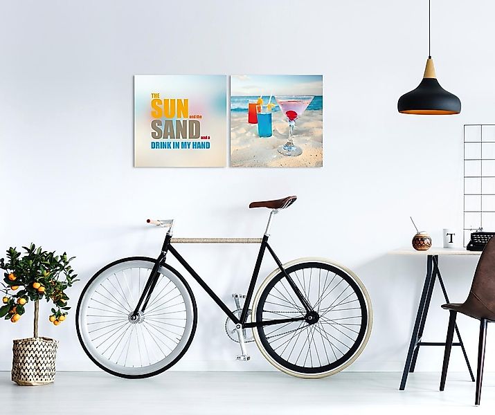 queence Leinwandbild »Sun & Sand«, Getränke-Strand-Strandbilder-Meer-Meer B günstig online kaufen
