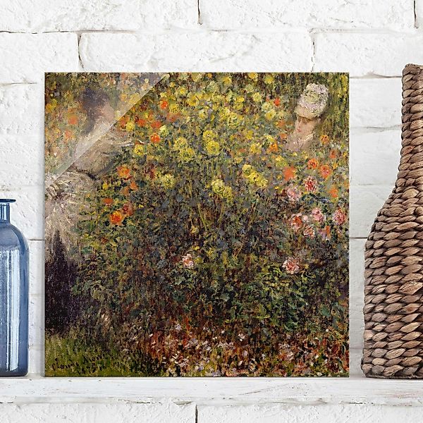 Glasbild Kunstdruck - Quadrat Claude Monet - Blumengarten günstig online kaufen