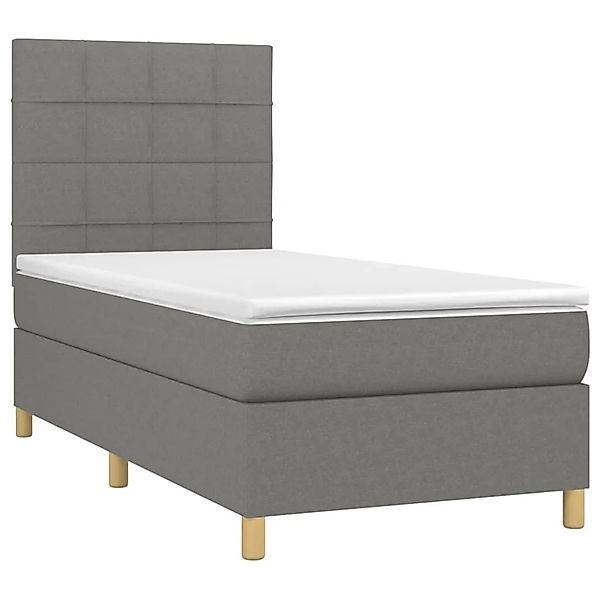 vidaXL Boxspringbett mit Matratze & LED Dunkelgrau 80x200 cm Stoff 3135390 günstig online kaufen