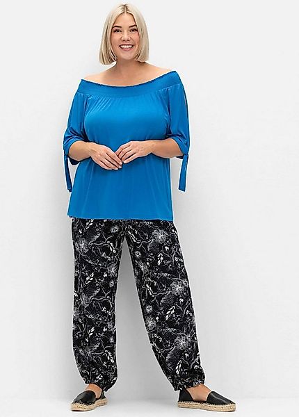 Sheego Jerseyhose Schlupfhose mit Blätterprint und breitem Smokbund günstig online kaufen