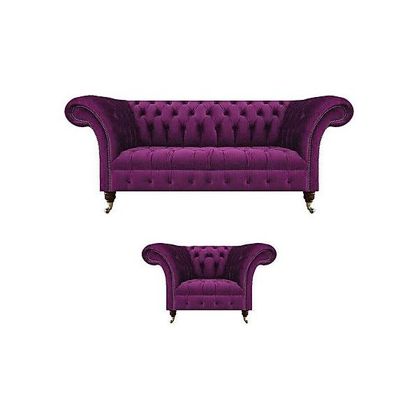 JVmoebel Chesterfield-Sofa Chesterfield Lila Sofa Couch Dreisitze Wohnzimme günstig online kaufen