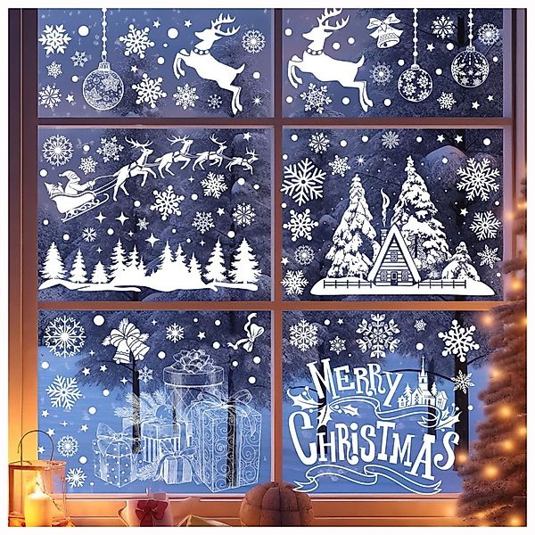 Coonoor Fenstersticker Weihnachts-Fensteraufkleber-Set, statische Fensterau günstig online kaufen
