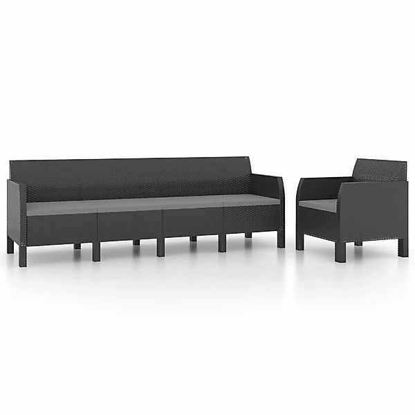 Vidaxl 2-tlg. Garten-lounge-set Mit Kissen Pp Rattan Anthrazit günstig online kaufen