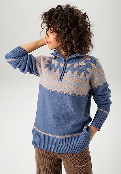 Aniston CASUAL Strickpullover, mit Kragen und Reißverschluss günstig online kaufen