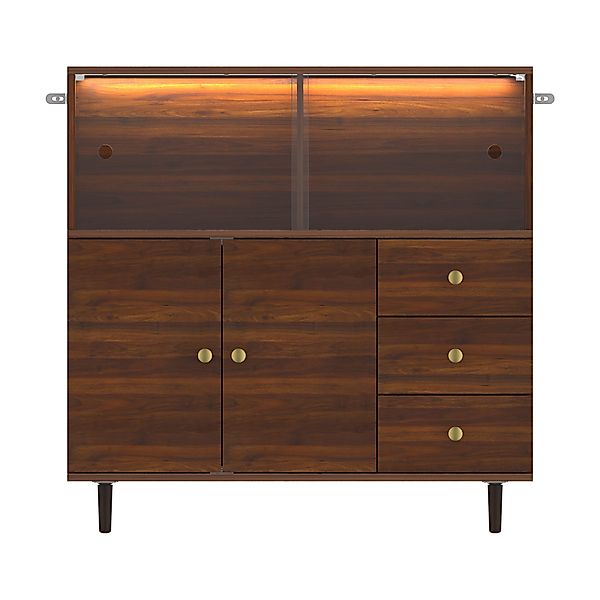 FUFU&GAGA Stauraumvitrine Vitrine mit LED-Beleuchtung, braun, günstig online kaufen