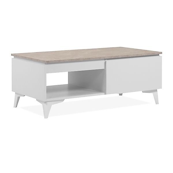 Furn.Design Couchtisch Weiß und Sandstein 100 cm Modern Visby günstig online kaufen