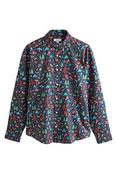 Next Langarmhemd Langärmeliges Hemd mit Weihnachtsmotiv günstig online kaufen