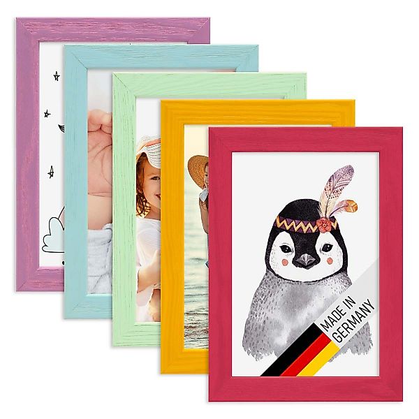 PHOTOLINI Bilderrahmen 5er Set Massivholz-Rahmen - günstig online kaufen