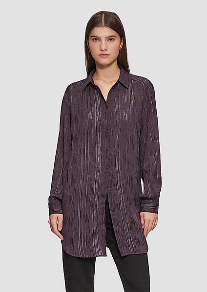 QS Langarmbluse Bluse Leicht transparente Longbluse mit Glanzeffekten günstig online kaufen